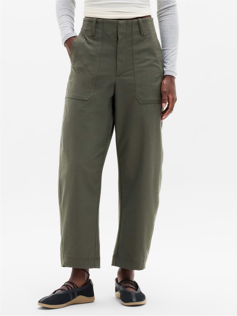 Athleta Olive Green Skyline Barrel-Leg Cargo Pants